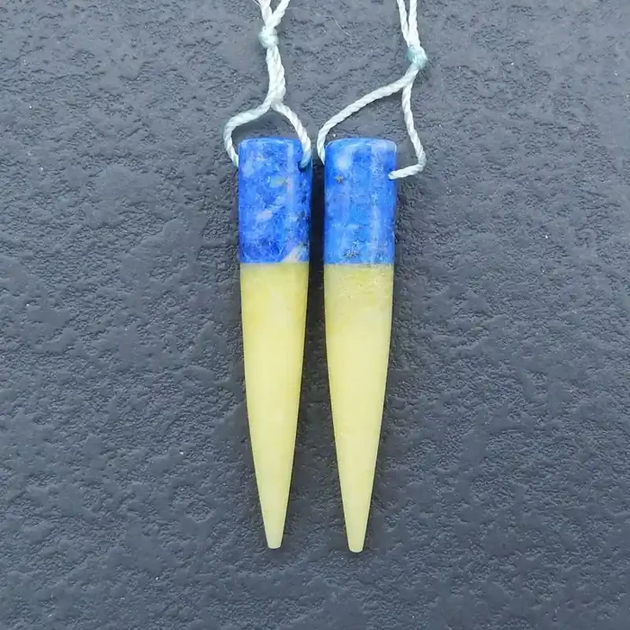 42.85Ct Natural Serpentine,Lapis Intarsia Earring Beads(A1842)