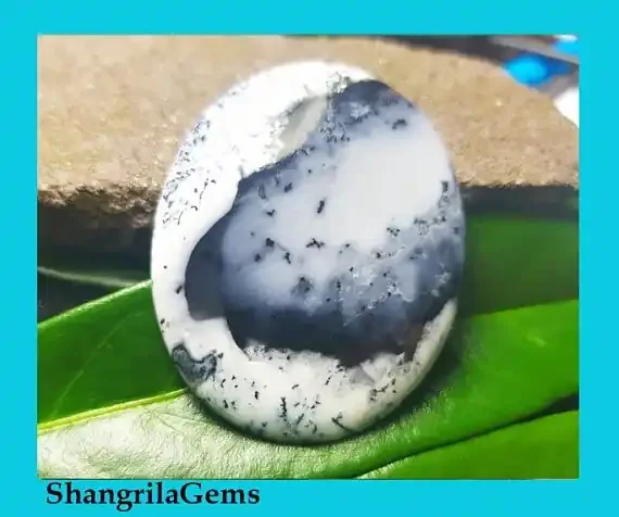 42mm Dendritic agate cabochon oval 49ct 42 by 33 by 4.5