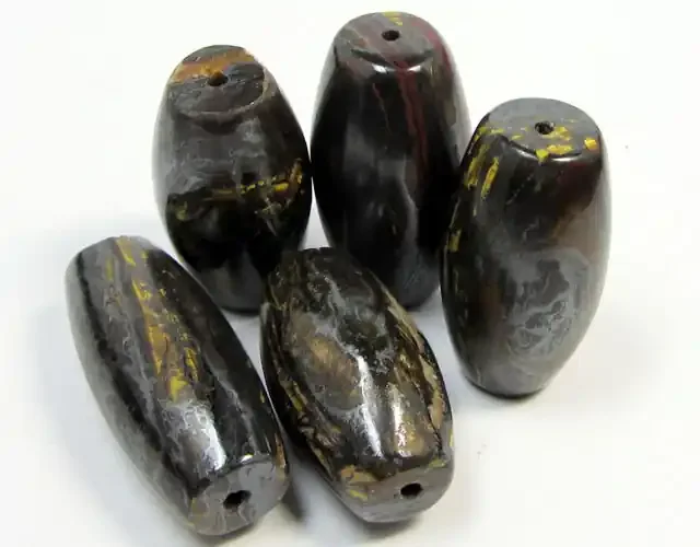 438 CTS FIVE BRIGHT TIGER EYE BEADS . AGR 290