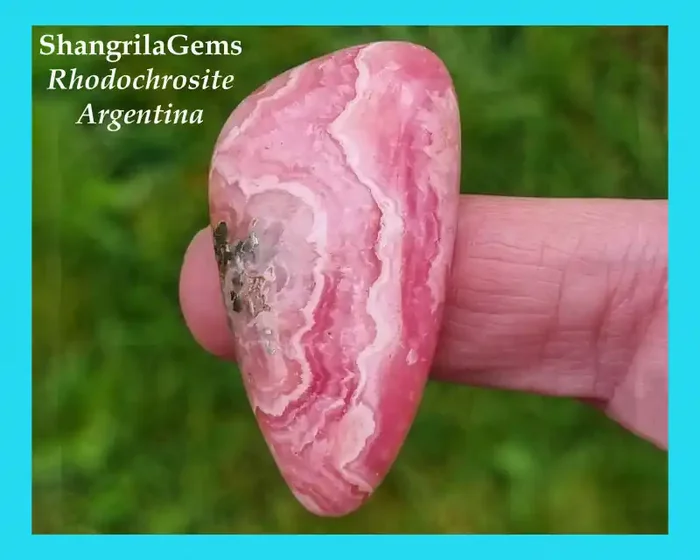 44mm 96ct RHODOCHROSITE cabochon pink freeform drop pear