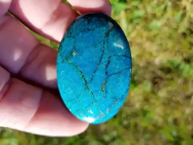 44mm Chrysocolla turqoise gem silica oval Cabochon 56ct