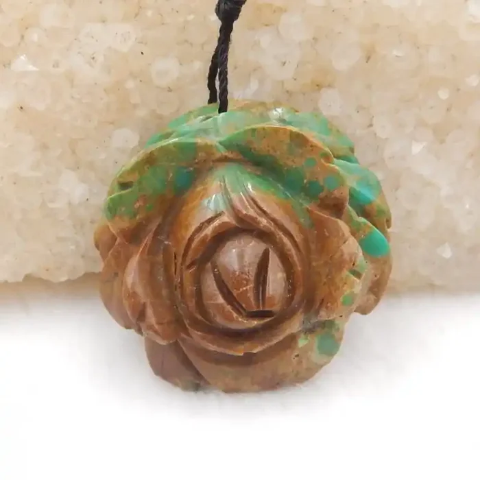 45.5cts Carved turquoise pendant , natural turquoise, flower pendant beads