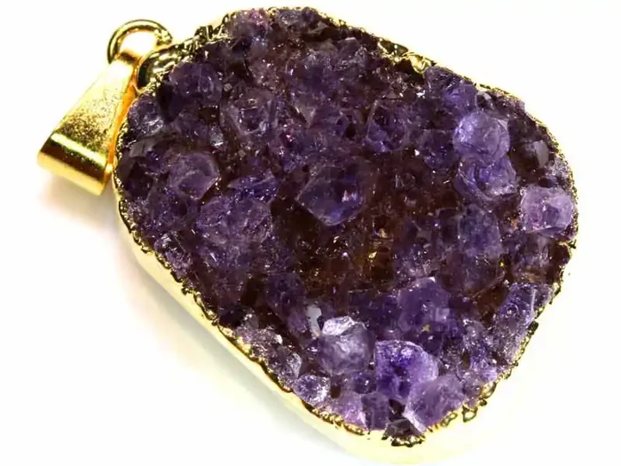 45CTS AMETHYST CRYSTAL GOLD PLATED PENDANT SG-3480