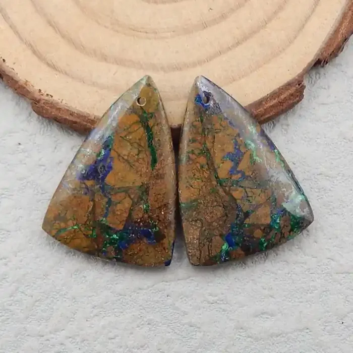 48cts cts Chrysocolla earrings ,triangle earrings ,Designer Making F736