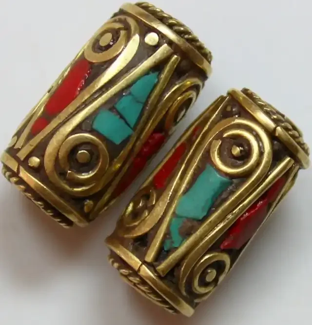 49 CTS 2 PCS ANCIENT TIBETAN NAPAL UNIQUE BEAD HAND MADE P654