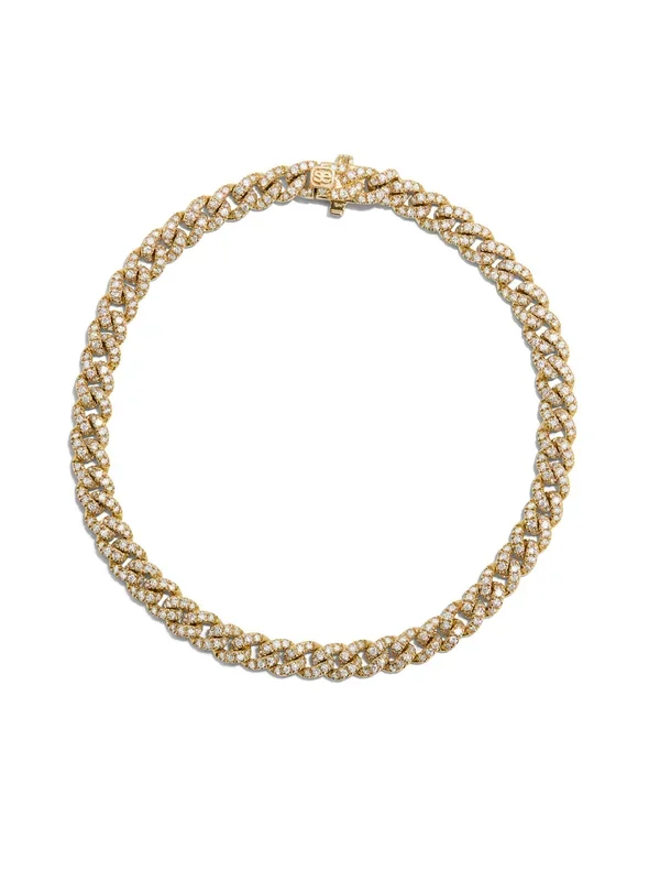 4mm Pavé Link Yellow Gold Bracelet
