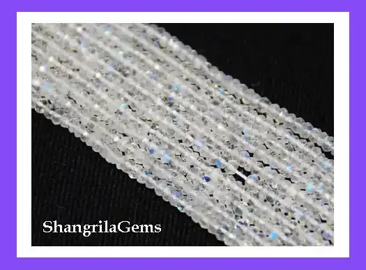 4mm RAINBOW MOONSTONE faceted beads 14in line AAA blue hue