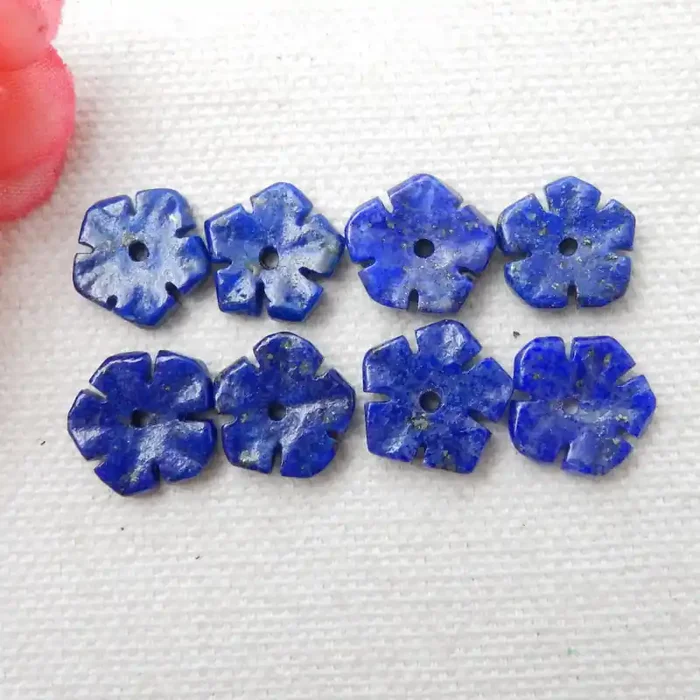 4pairs 25.5Cts Natural Lapis Lazuli Flower Flower Carving Earring Beads E40