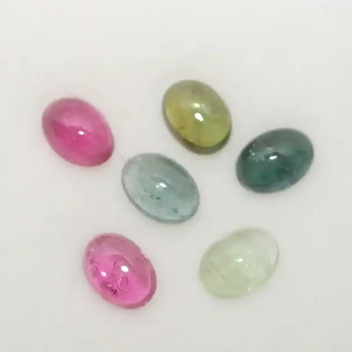 5.22 Ct Tourmaline Lot Oval Cabochons 7x5mm.-(6pcs.).-(SKU 284)