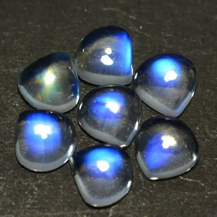 5.23 Cts Untreated Royal Blue Moonstone Pear Mix Heart 6mm Bihar India