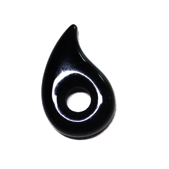 5.30cts Onyx Hand Cut Boteh Shape with Hole (great for unique pendant desig