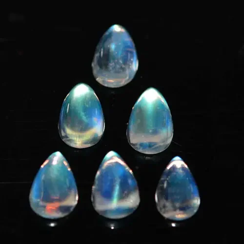 5.75Cts Untreated Rainbow Moonstone Pear Cab 7 X 5mm