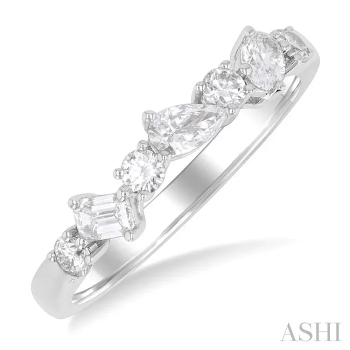 5/8 Ctw Mixed Shape Diamond Cut Fashion Band in 14K White Gold
