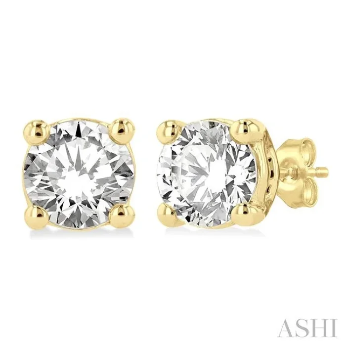 5/8 ctw Round Cut Diamond Stud Earring in 14K Yellow Gold