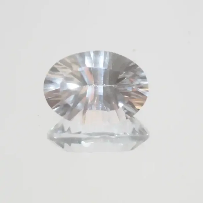5.9 Ct Rock Crystal Quartz Faceted Oval 14x10mm.-(SKU 407)