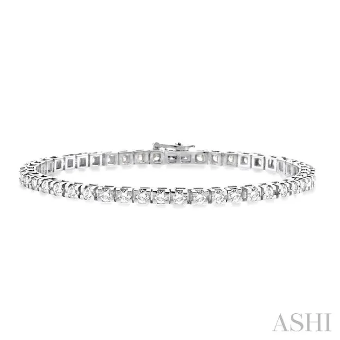 5 Ctw Square Shape Round Cut Diamond Tennis Bracelet in 14K White Gold