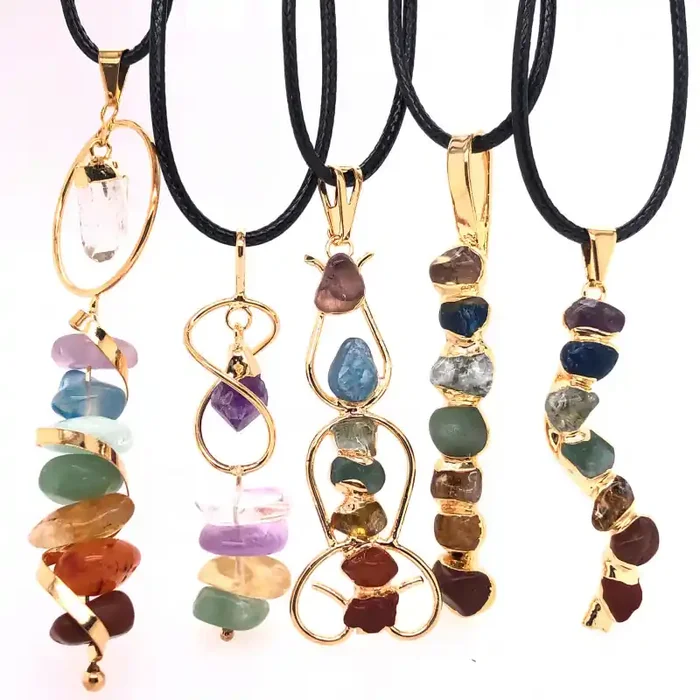 5 x Different Chakra Pendant Gold – BR 937