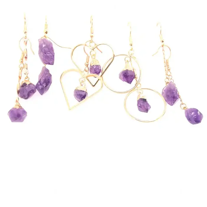 5 x Raw Beautiful Amethyst Earrings BR 2251
