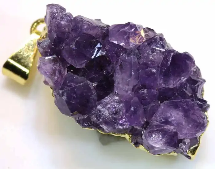 50CTS AMETHYST CRYSTAL GOLD PLATED PENDANT SG-3489