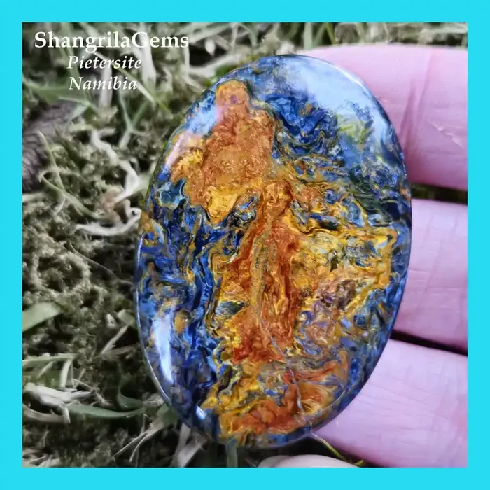 50mm Pietersite cabochon oval blue gold red AAA Namibia 87ct 50×34.5×6.5mm