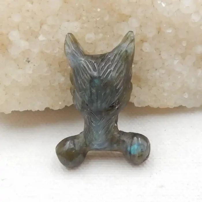 52.5cts Hand Carved Wolf Pendant ,Labradorite Wolf ,Wolf Head Pendant G655