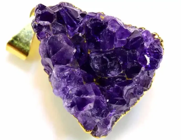 52 CTS AMETHYST CRYSTAL GOLD PLATED PENDANT SG-3549