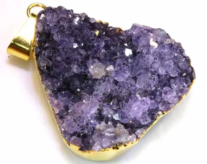 53.80 CTS AMETHYST CRYSTAL GOLD PLATED PENDANT SG-3543