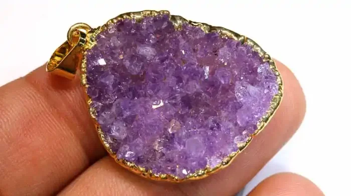 53CTS AMETHYST CRYSTAL GOLD PLATED PENDANT SG-3472