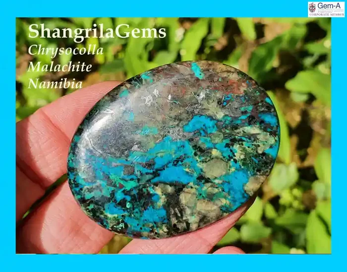 56mm 131ct Chrysocolla Malachite Hematite cuprite Namibia cabochon oval 56