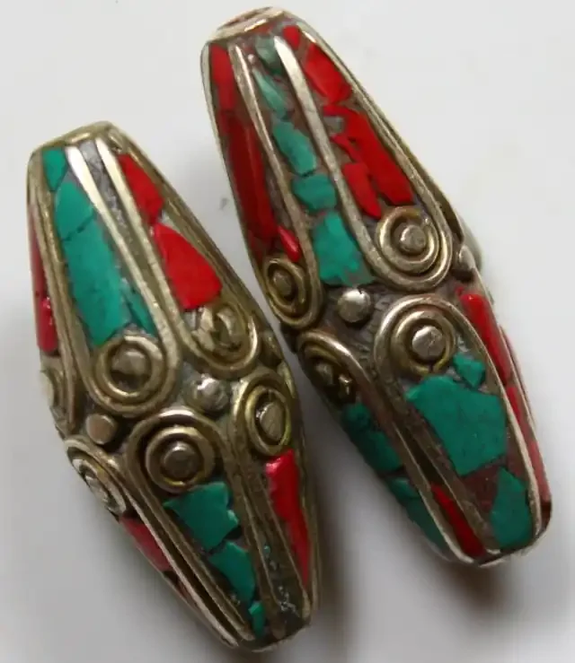 57 CTS 2 PIECES TIBETAN – NAPAL UNIQUE BEAD HAND MADE WORK P623