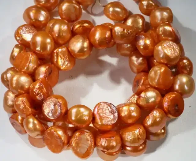 573.80 cts Two Orange Baroque Pearl strands GOGO 1157