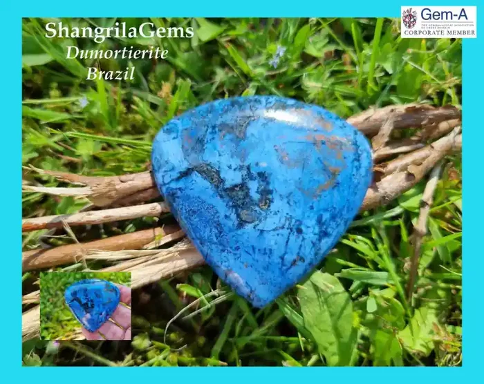57mm Dumortierite Heart shape cabochon custom cut untreated