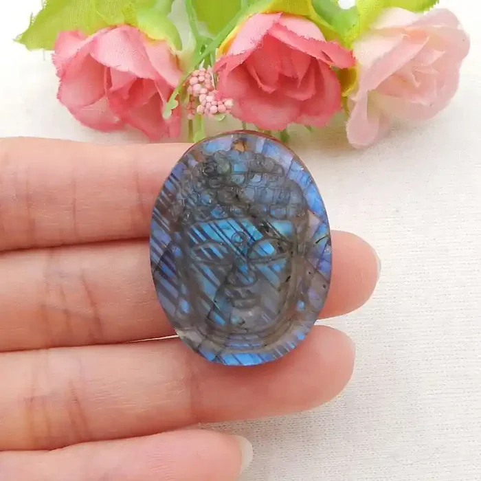 59.5ct Natural Labradorite Craved Buddha Head Pendant (18031436)