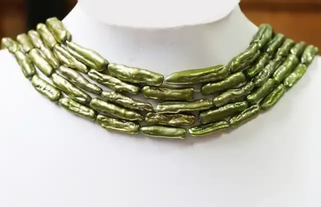 5x Olive stick Natural Pearl strands GOGO 821