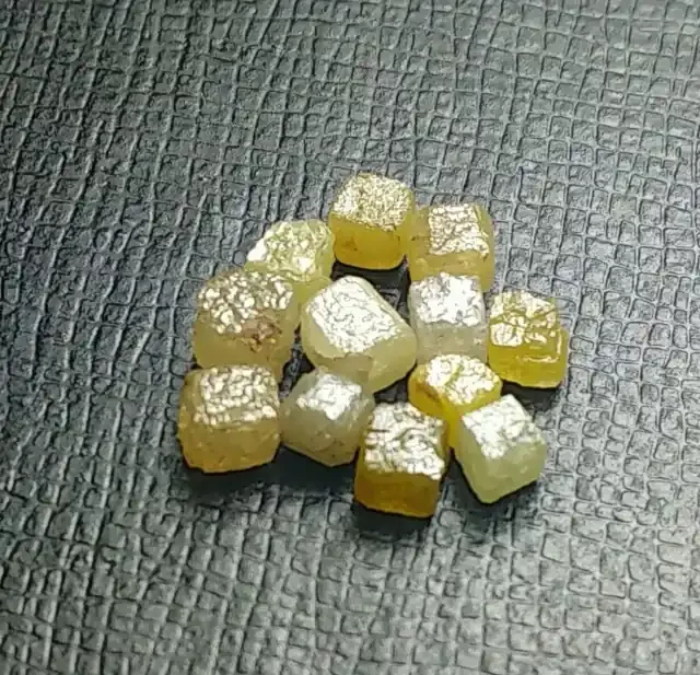 6.34ct 12 mixed color 4.5 to 3.2mm cube diamonds
