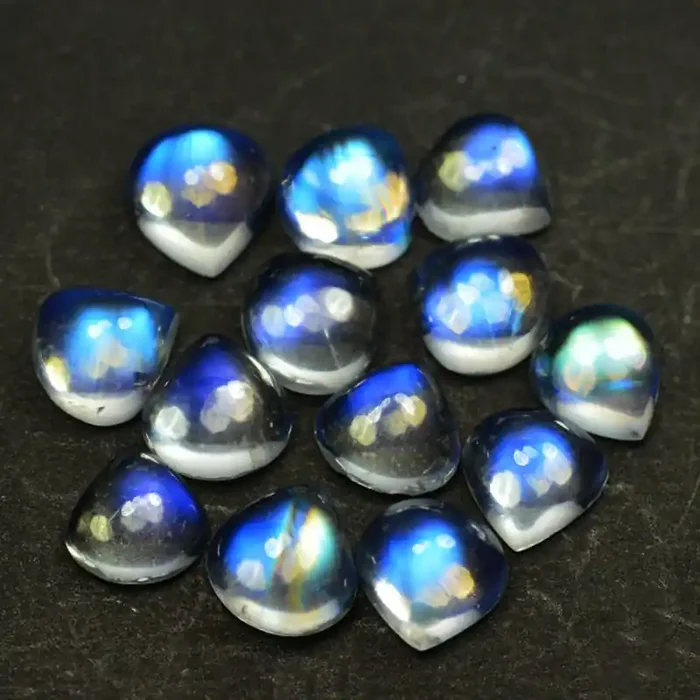6.42Cts Untreated Royal Blue Moonstone Pear Mix Heart 5mm Bihar India