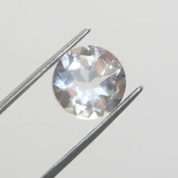 6.8 Ct Rock Crystal Quartz Pair Faceted Round 10mm.-(SKU419)