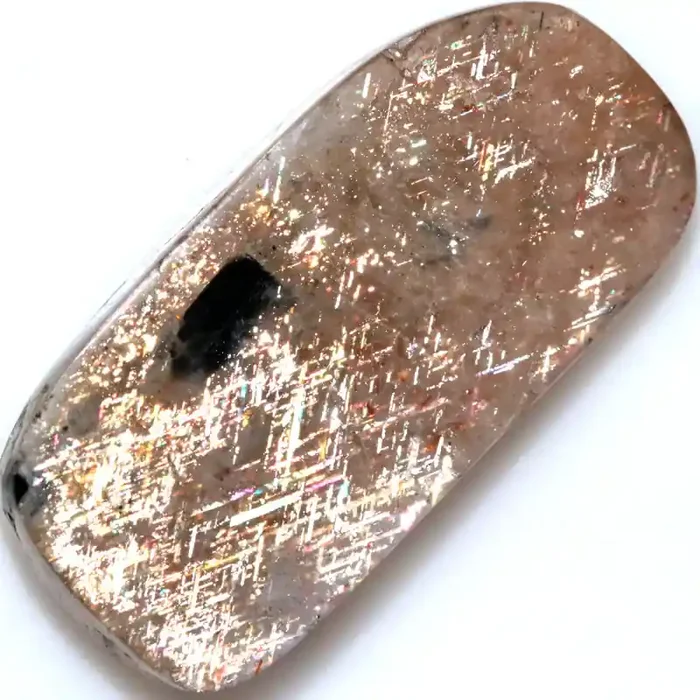 6 PER CARAT 23.19 CTS RAINBOW LATTICE SUNSTONE -POLISHED [STS1089]