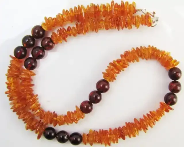 60Cts Amber Necklace two tone MJA1134