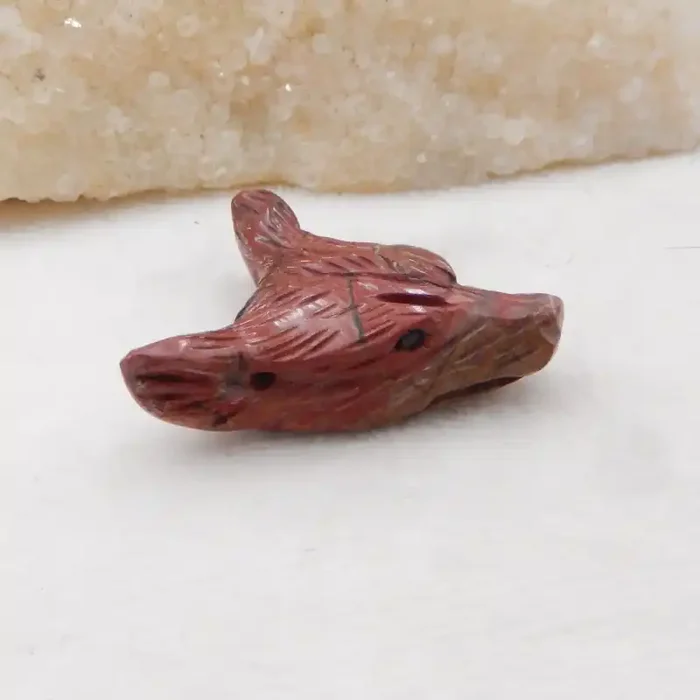 60cts Hand Carved Wolf Pendant ,Multi Color Jasper Wolf ,Wolf Head Pendant