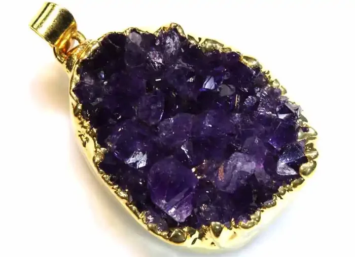 63CTS AMETHYST CRYSTAL GOLD PLATED PENDANT SG-3473