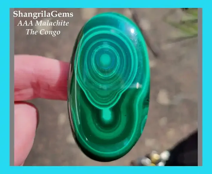 65mm 268ct Malachite oval Orbicular AAA cabochon with central blue