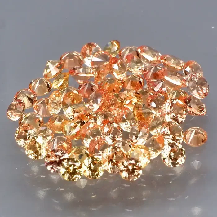 65Pcs/ 3.48 Ct. Round Diamond Cut 2 to 2.5mm.Natural Yellow Sapphire Africa