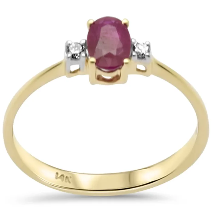 .66ct G SI 14K Yellow Gold Diamond & Ruby Gemstones Ring Size 6.5