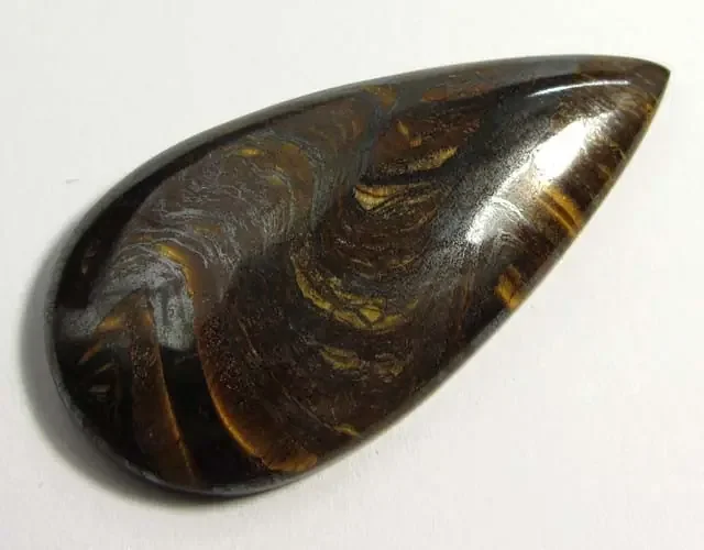 68.9 CTS PEAR SHAPED BRIGHT VEINED TIGER EYE GG 80