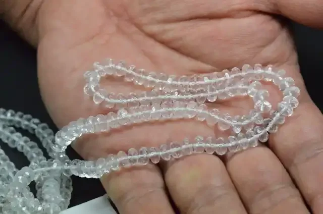 6mm 15 inch line Diamond Quartz beads faceted roundelles
