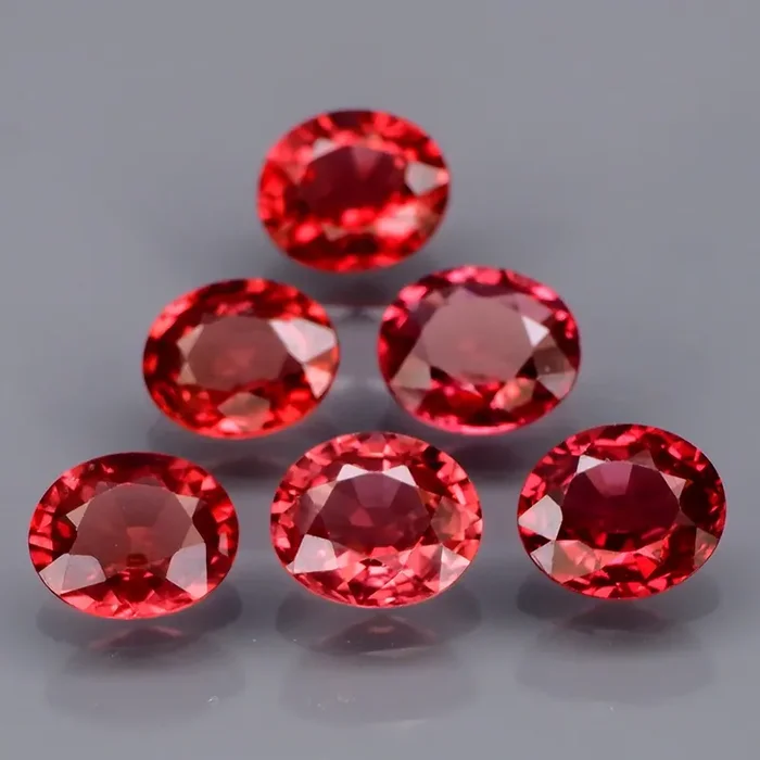 6P/ 4.88 Ct. / 6×5 mm Natural Cherry Red Rhodolite Garnet Africa