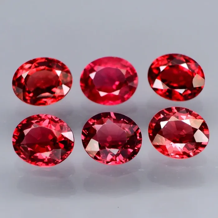 6Pcs/ 4.76 Ct. / 6×5 mm. Best Color Quality Cherry Red Rhodolite Garnet
