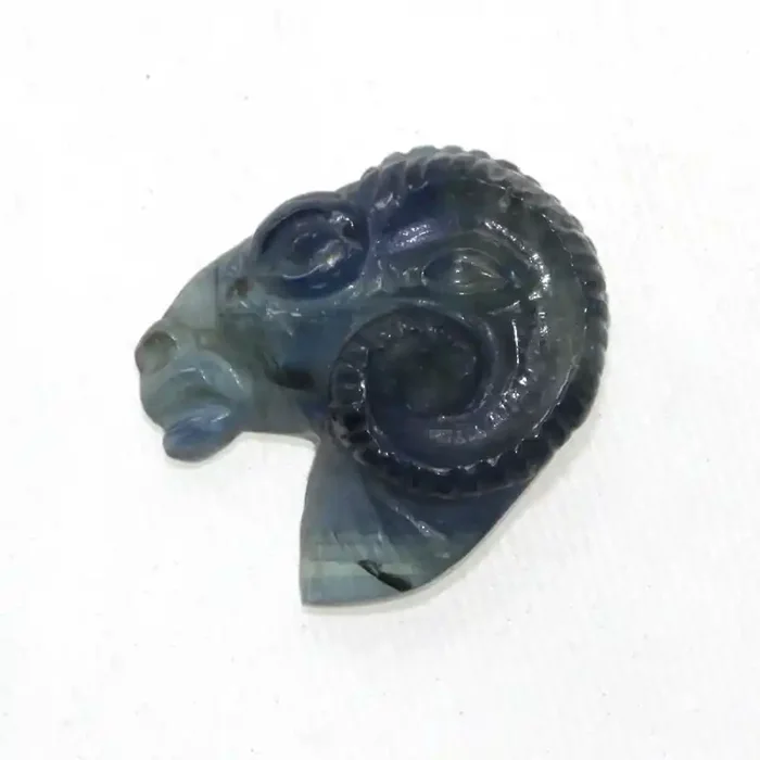 7.39cts Natural Australian Blue Parti Sapphire Ram‘s Head Carving