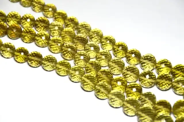 7 – 11mm Gold COGNAC QUARTZ round faceted beads 15